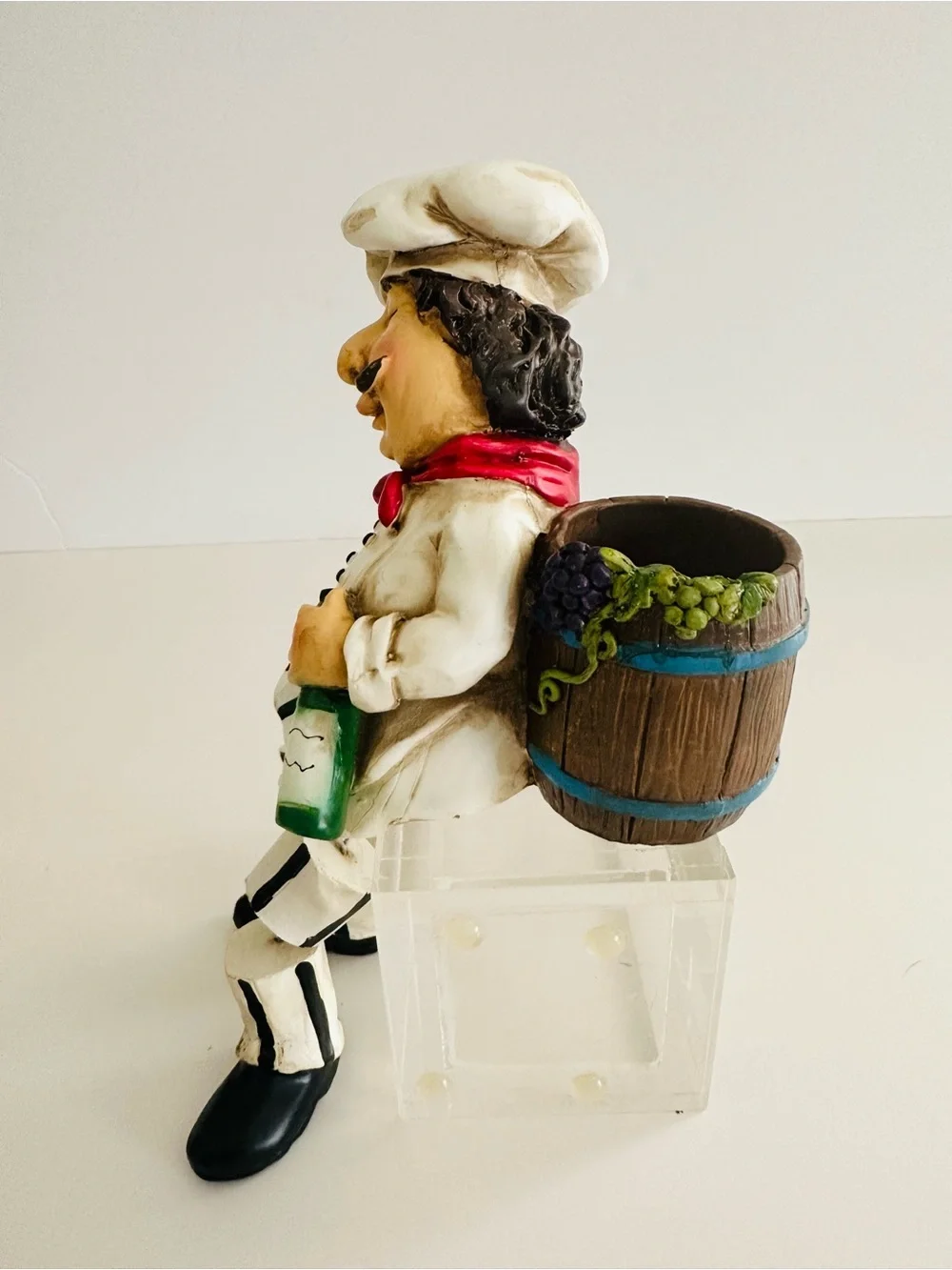 KiaoTime French Chef Shelf Sitter Figurine Decorative Accent in White and Black